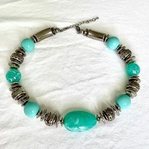 Real Silver and Turquoise Jewelry Necklace Choker - excellent condition